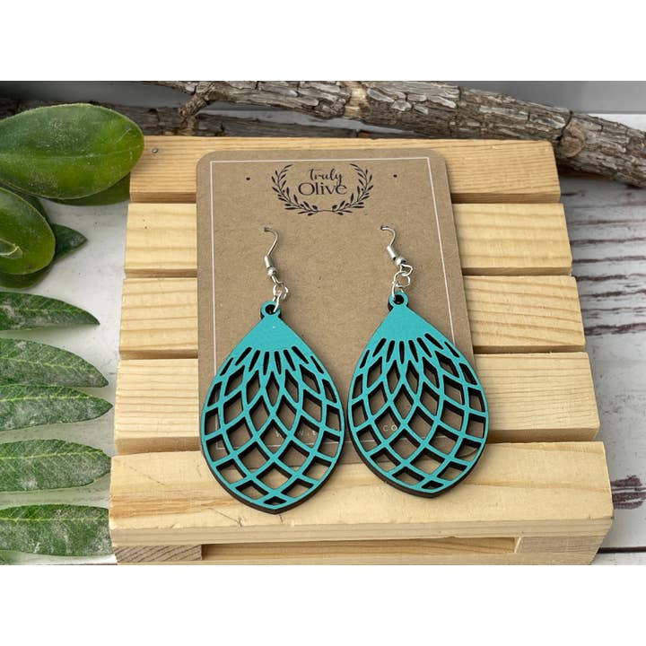 Truly Olive - Wholesale Dangle Earrings - Wood Mandala Earrings Lightweight and Super Comfortable