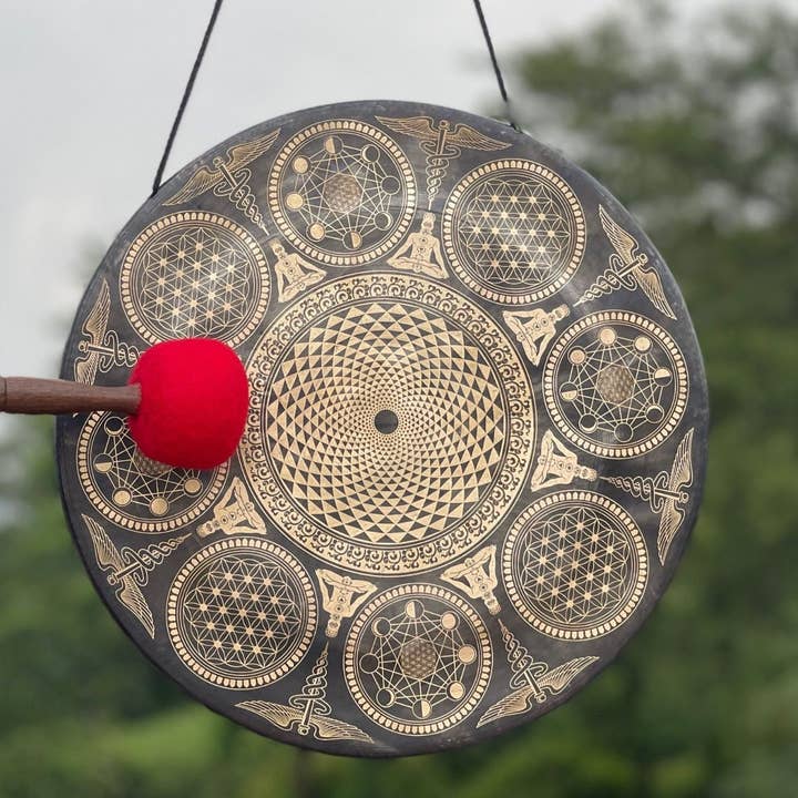 Handmade Flower of Life Tibetan Gong - Sound Therapy Gong for wholesale by NadaYoga