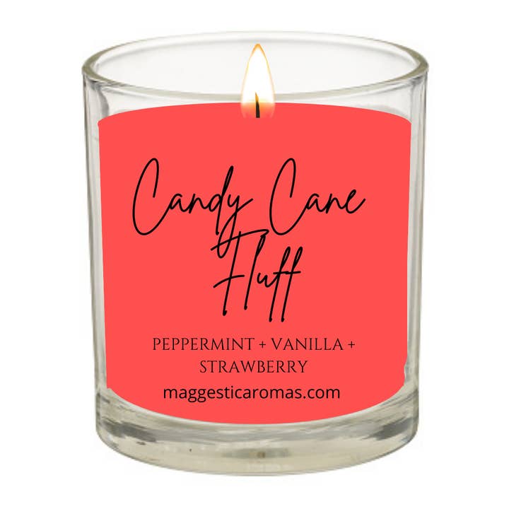 Bougie Candy Cane Fluff pour la vente par Maggestic Aromas