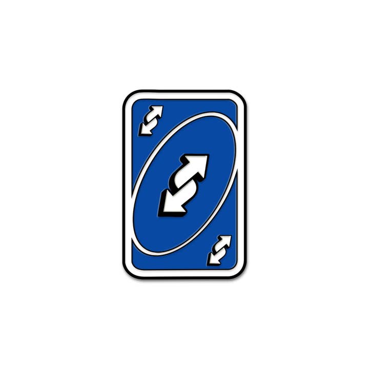 Uno Reverse Enamel Pin for wholesale by Mover & Shaker
