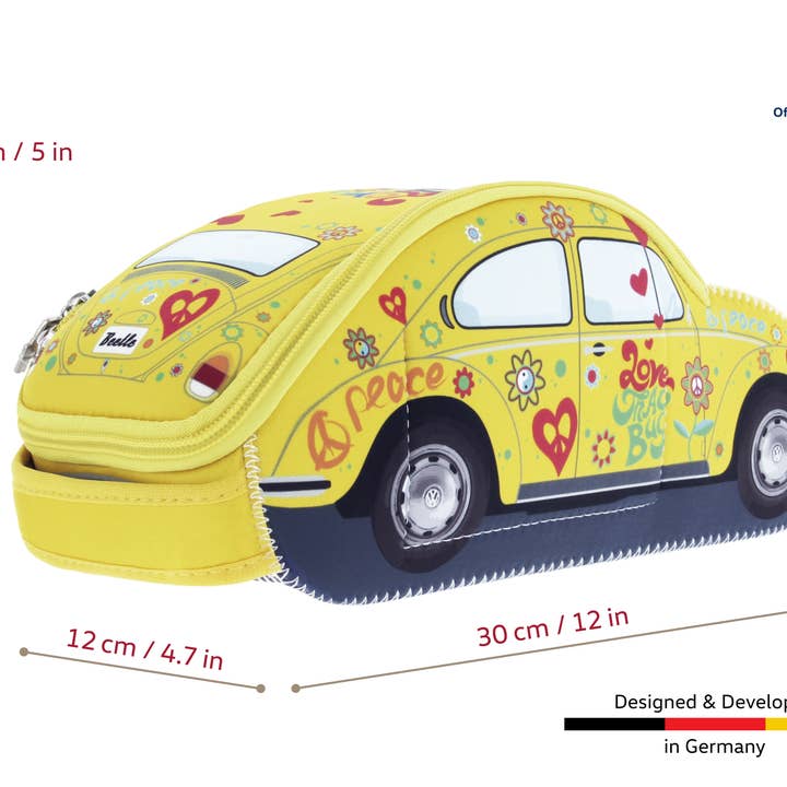 VW Collection by BRISA - Wholesale Toiletry Bag - Unisex - VW Beetle Travel Outdoor Toiletry Bag Pencil Case –Flower(S)1