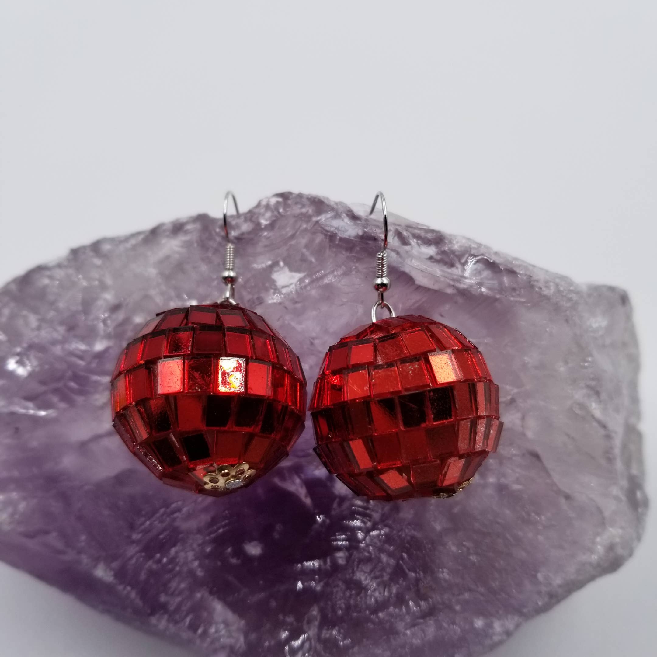 magnolia jewelry – wholesale Dangle earrings – Large Disco Ball Earrings - Silver or Red or Yellow2