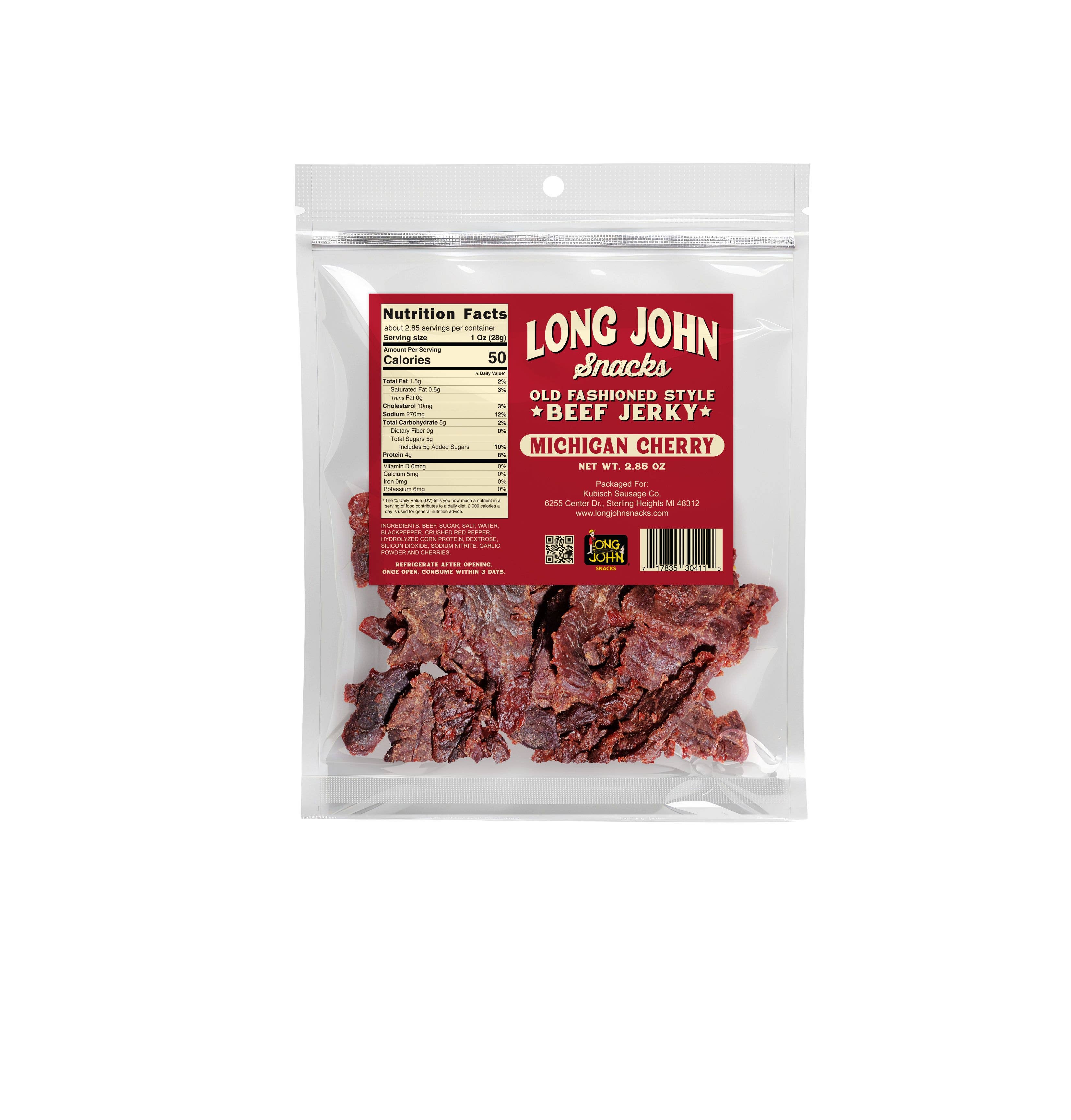 Long John Snacks - Wholesale Jerky - Old Fashioned Style Beef Jerky - Michigan Cherry - 2.85 oz.1
