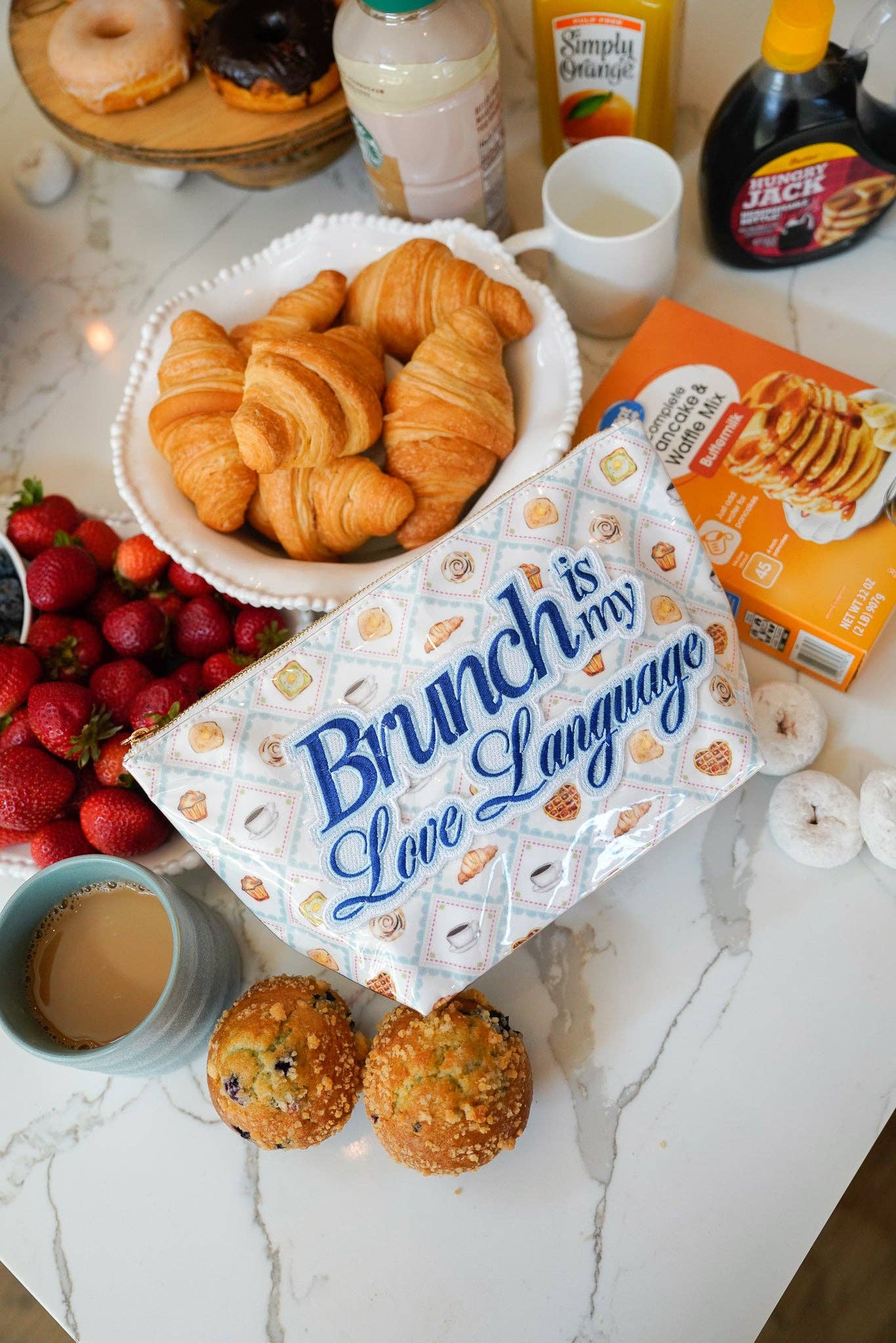 KENZKUSTOMZ - Vente Trousses de maquillage/cosmétique - Le brunch est mon langage d'amour - Sac à revêtement transparent6