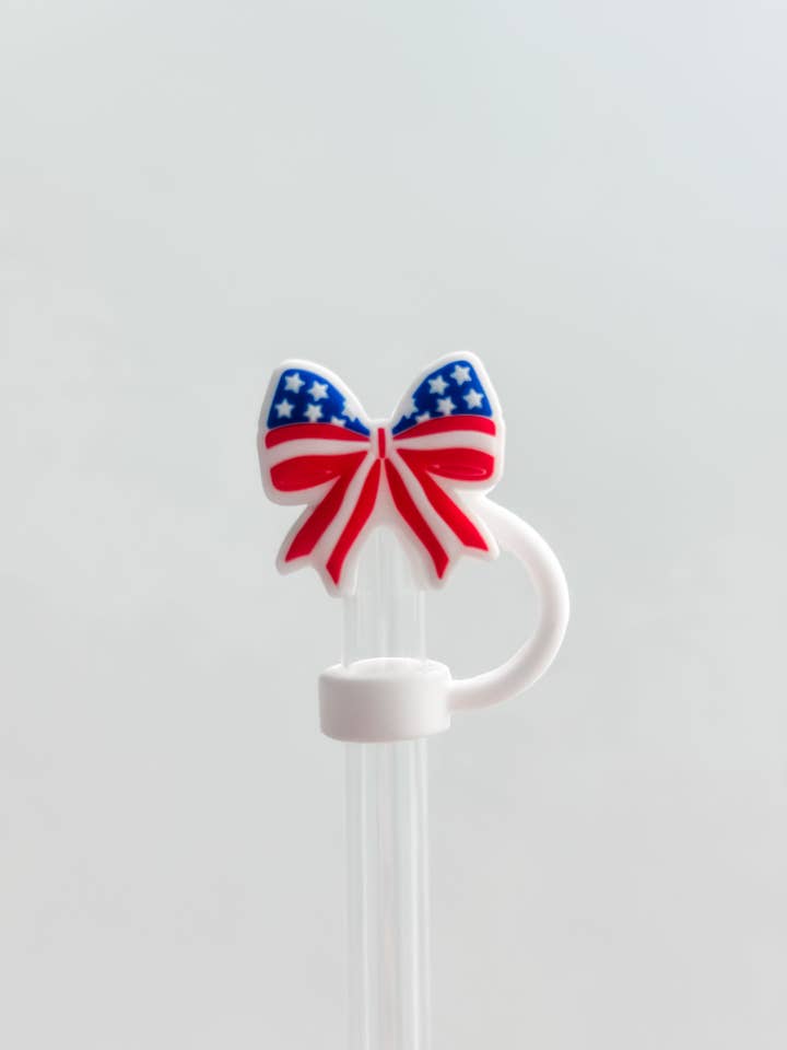 Straw Cover 10MM "Patriotic Bow" for wholesale by Harris Girls & Co.