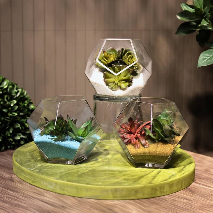 Jacobson - Wholesale Vase - 6.25"D Geometric Terrarium Bowl - Beckham Glass Vase