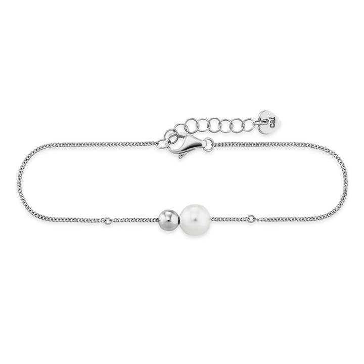 925 sterling silver rhodium-plated pearl ball bracelet for wholesale by caï