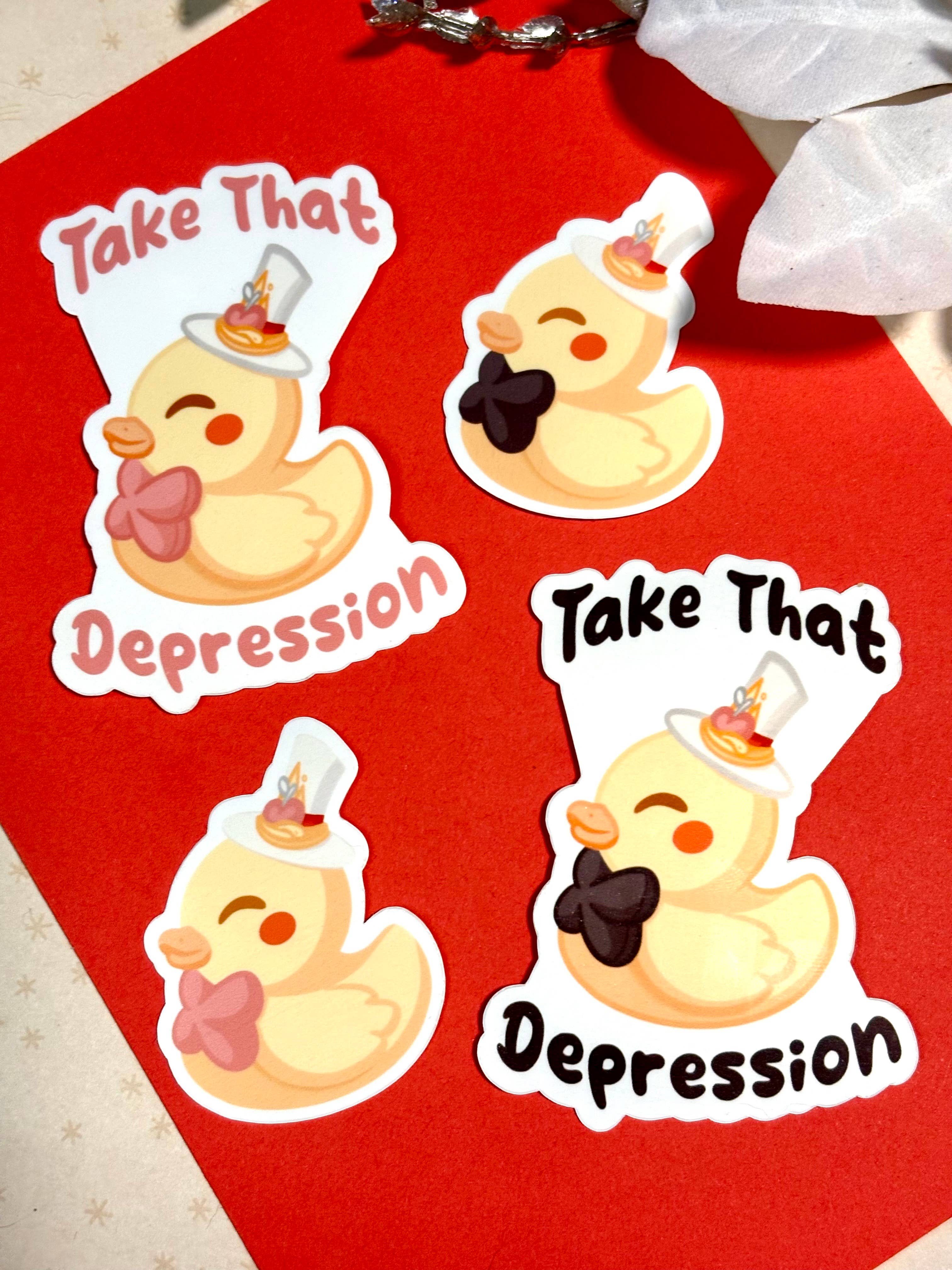 Winterra LLC – wholesale Klistermärke – Take That Depression Duck vinylklistermärken | Hazbin Hotel 7