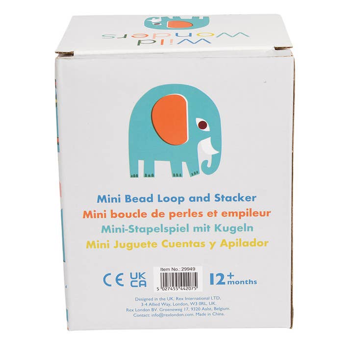 Rex B2B - Europe - Wholesale Wood Toy - Kids - Mini bead loop and stacker toy - Wild Wonders4