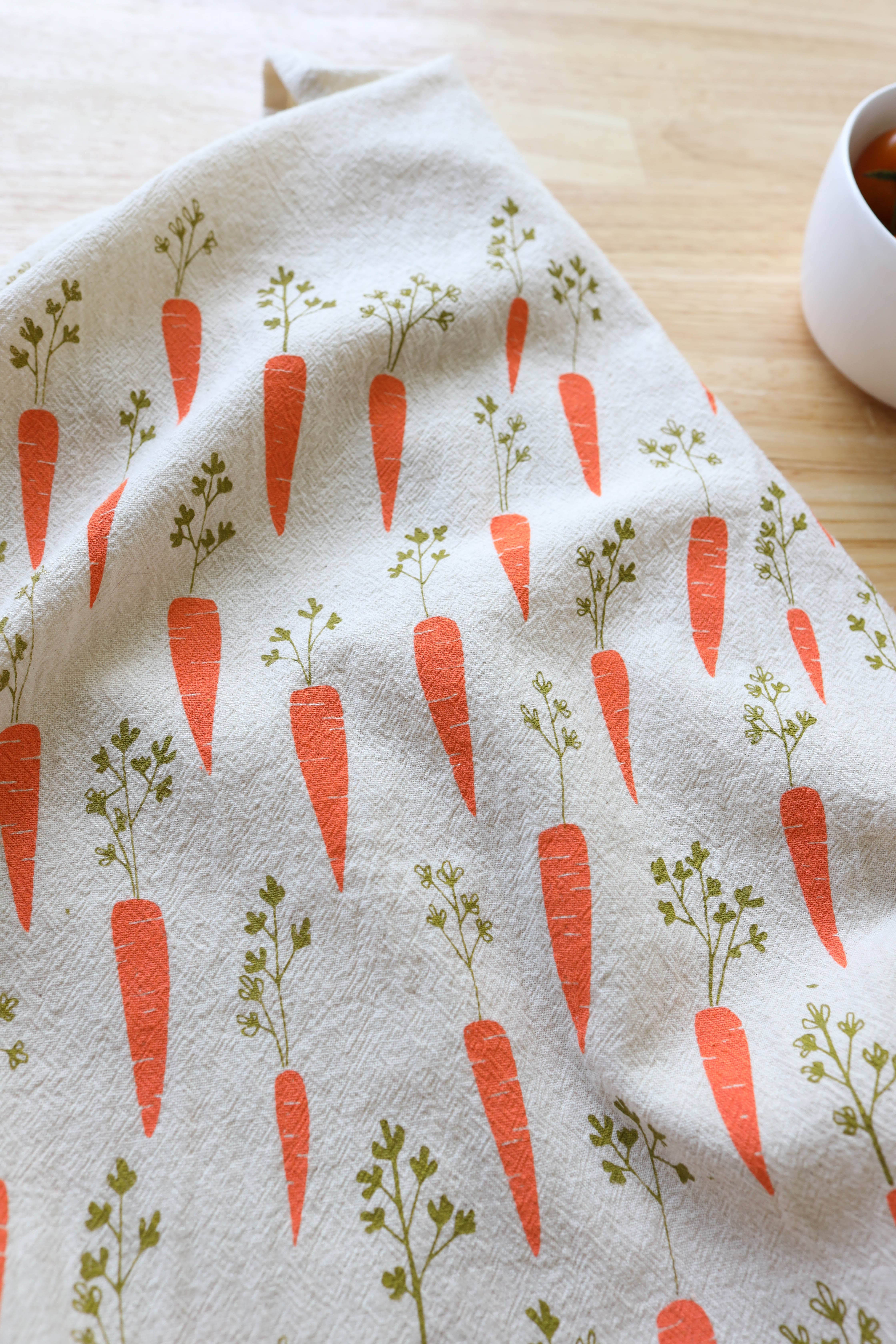 The High Fiber - Vente Torchons - Torchon de cuisine imprimé à la main motif carotte, torchon de jardin9