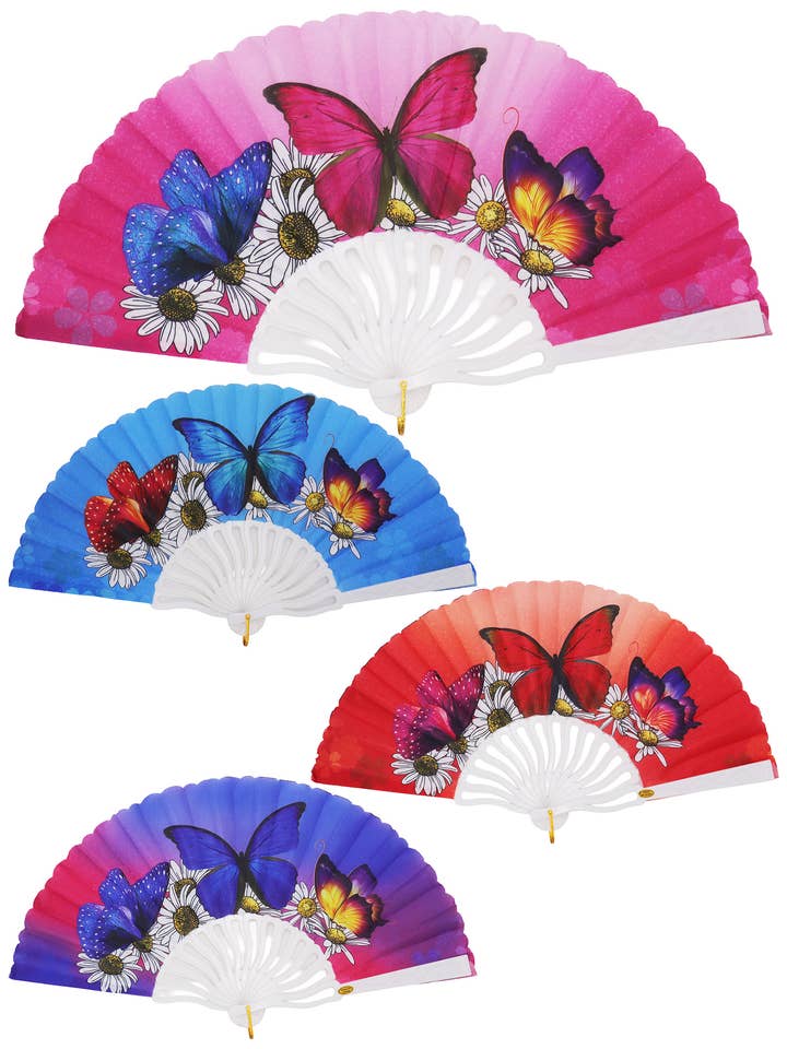 Butterfly Daisy Ombre Handheld Folding Fan for wholesale by Cap Zone