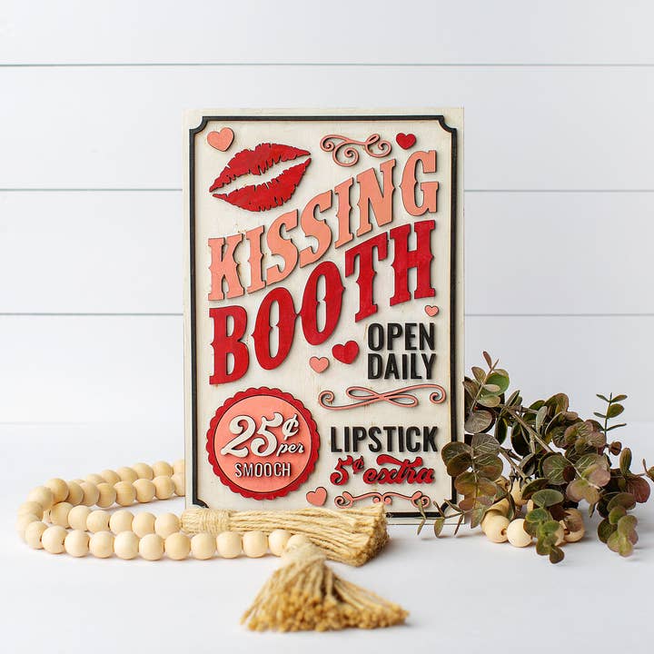 Kissing Booth Valentine's Day Sign for wholesale by Sconnie Squirrel