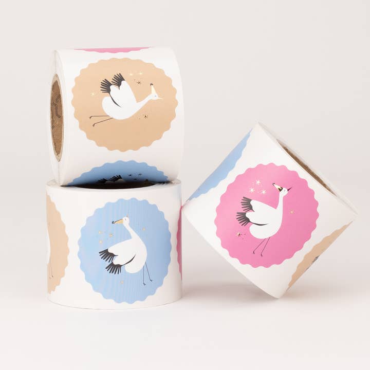 Aufkleber Storch für den Großhandel von liebevoll verpackt