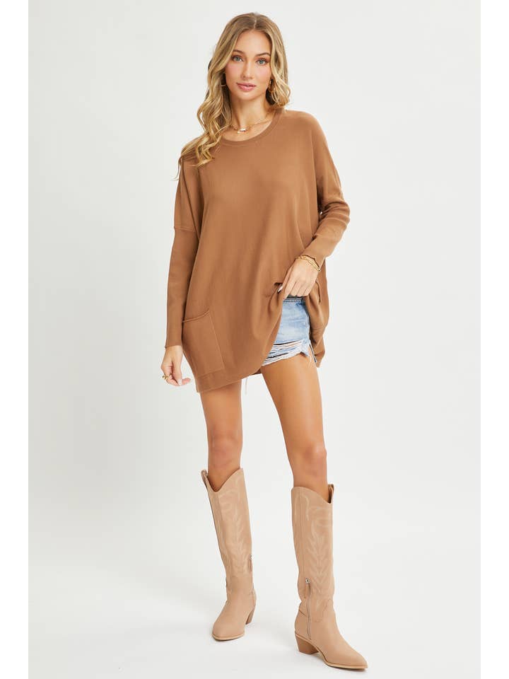 Sweet Lovely by Jen - Vendita all'ingrosso Maglia larga - Donna - MAGLIONE A GIROCOLLO OVERSIZE/VESTIBILITÀ AMPIA48