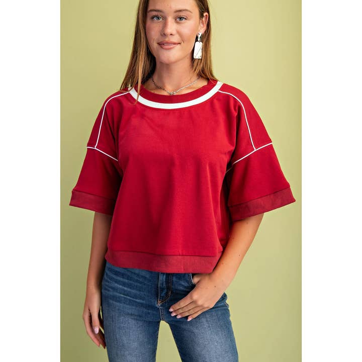 Sweatshirt met Streep- en Pijpingdetails in Boxy Fit voor wholesale door STYLE USA