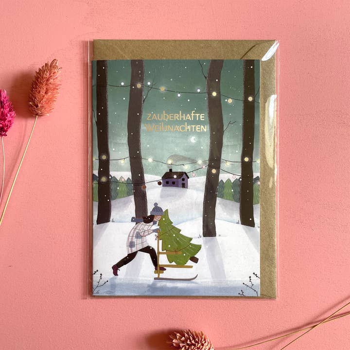 Vouwkaart "betoverende Kerst" voor wholesale door LISELillustration