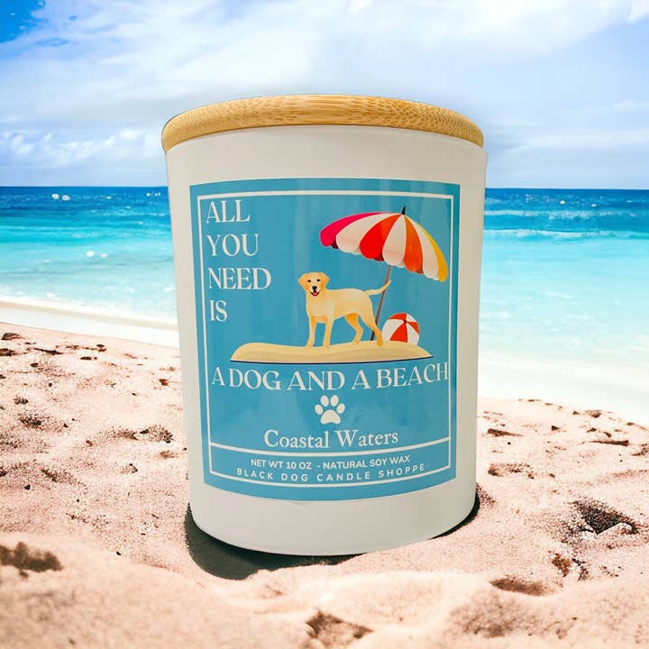 The Black Dog Candle Shoppe - Wholesale Jar/Filled Candle - All You Need is a Dog and a Beach - Coastal Waters