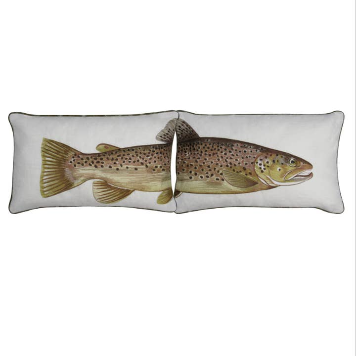 Brown Trout Embroidered Pillow Set for wholesale by Tide Hill