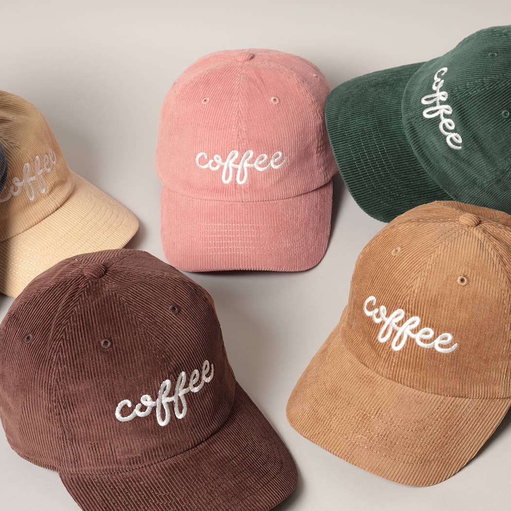 Fashion City - Wholesale Baseball cap – Women's - COFFEE Embroidered Corduroy Cap10