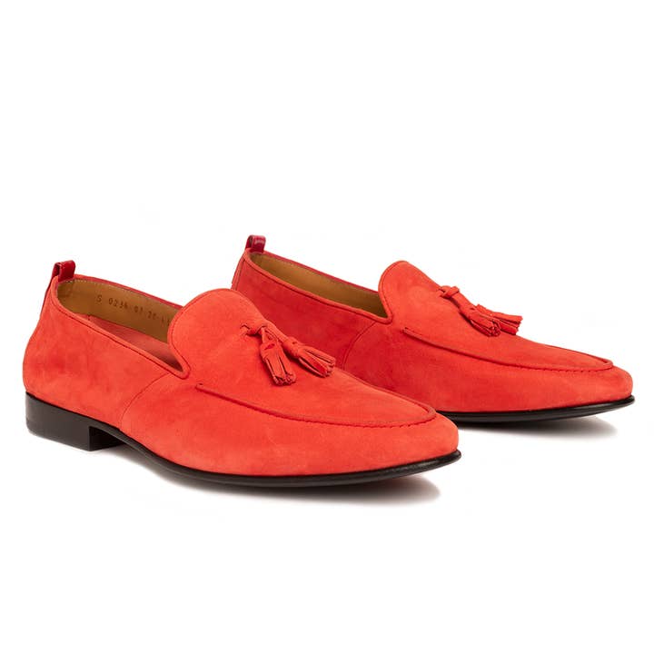 THE BARON’S CAGE - Wholesale Loafers - Men's - Red Suede Loafer Shoes: Mr Bob1