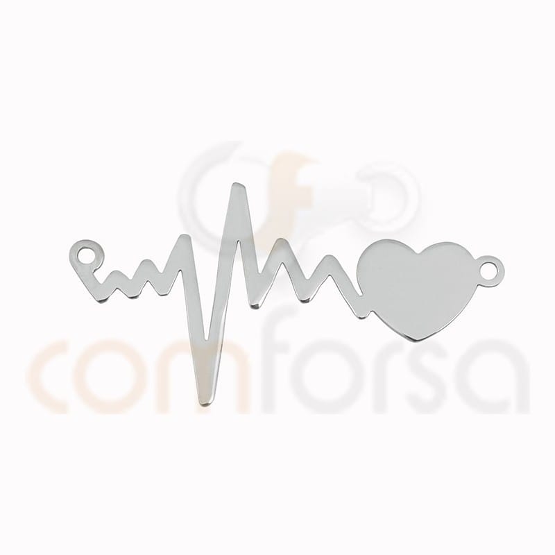COM FORSA SL - Wholesale Individual Charm/Pendant - Sterling Silver 925 Heartbeat Connector 31 X 17 Mm1