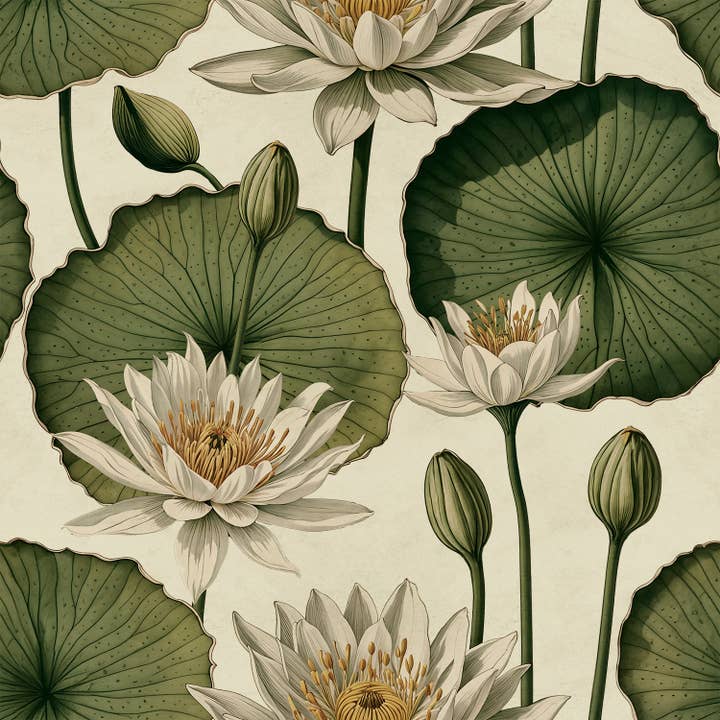 Lily Pad - Ivory Wallpaper for wholesale by Detroit Wallpaper Co.