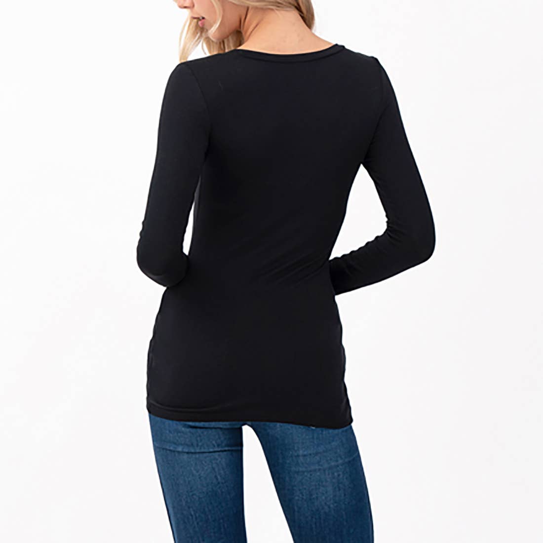 Heimious - Wholesale T-Shirt - Women's - Round Neck Long Sleeve Fitted T-Shirt, 25648
