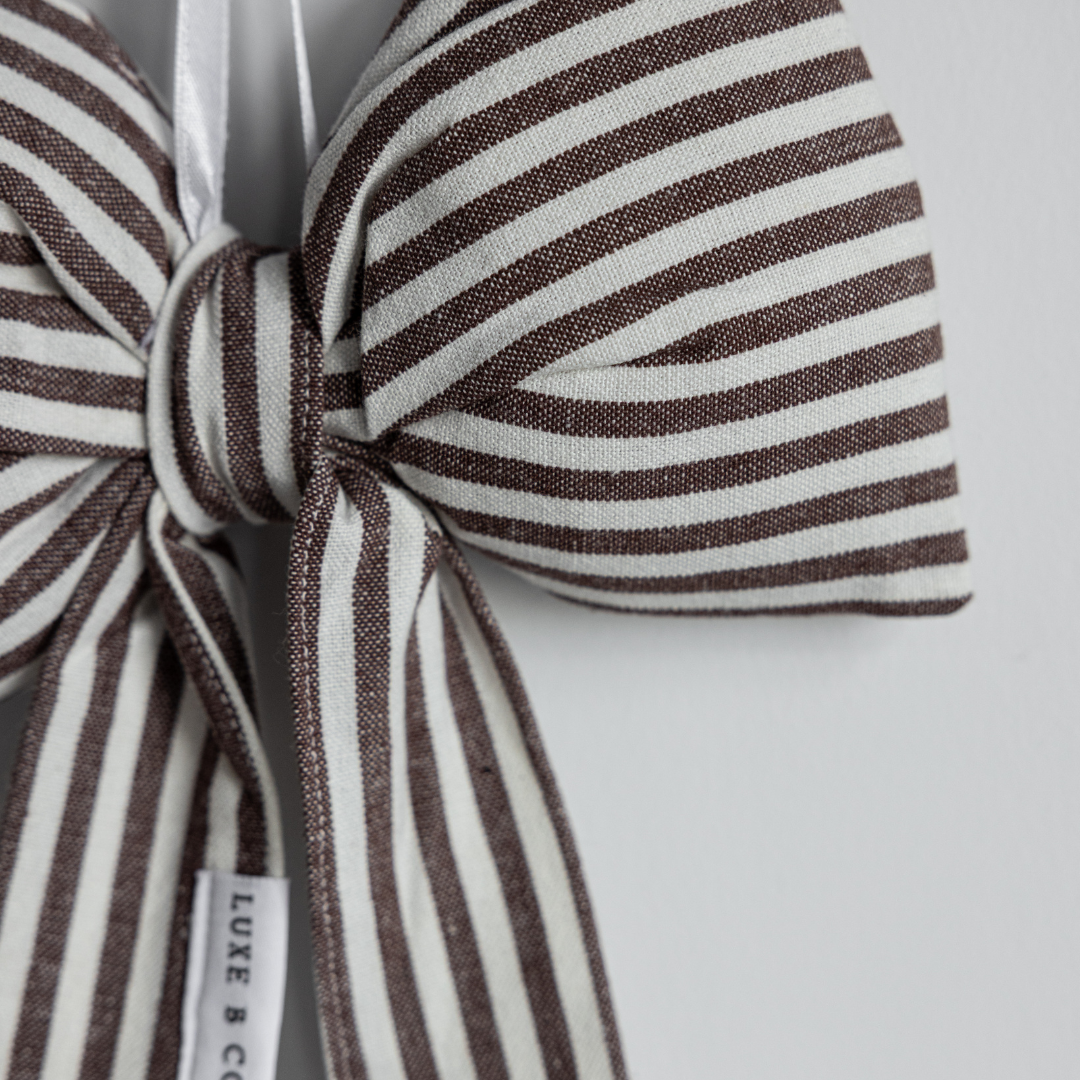 Luxe B Co - Wholesale Christmas Decoration - Bow Striped Brown Fabric 4