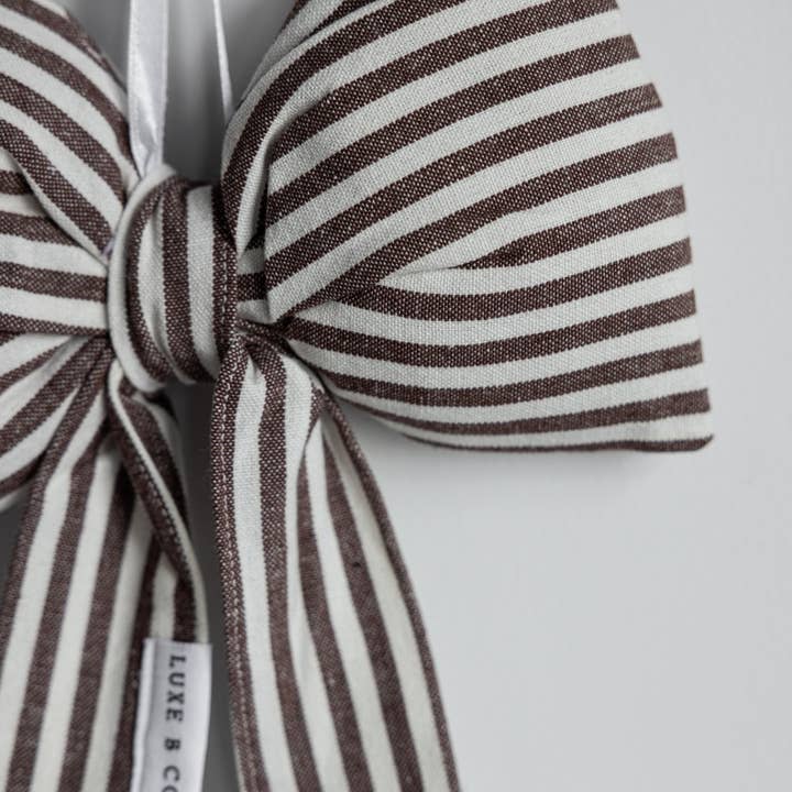 Luxe B Co - Wholesale Christmas Decoration - Bow Striped Brown Fabric 4