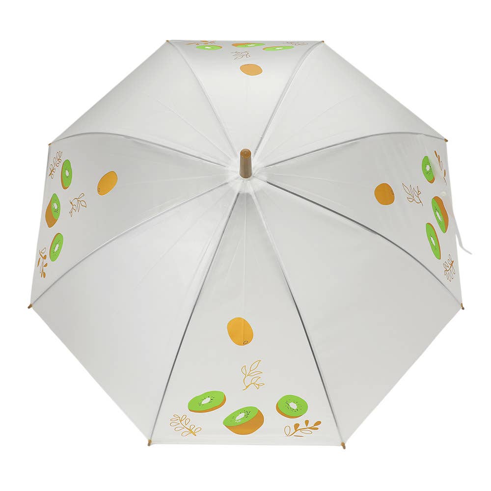 Sensibling Corp. - Wholesale Umbrella - Women's - 12PCS - Fruit Printed Accent Optic Transparent Wooden Handle Umbrellas4