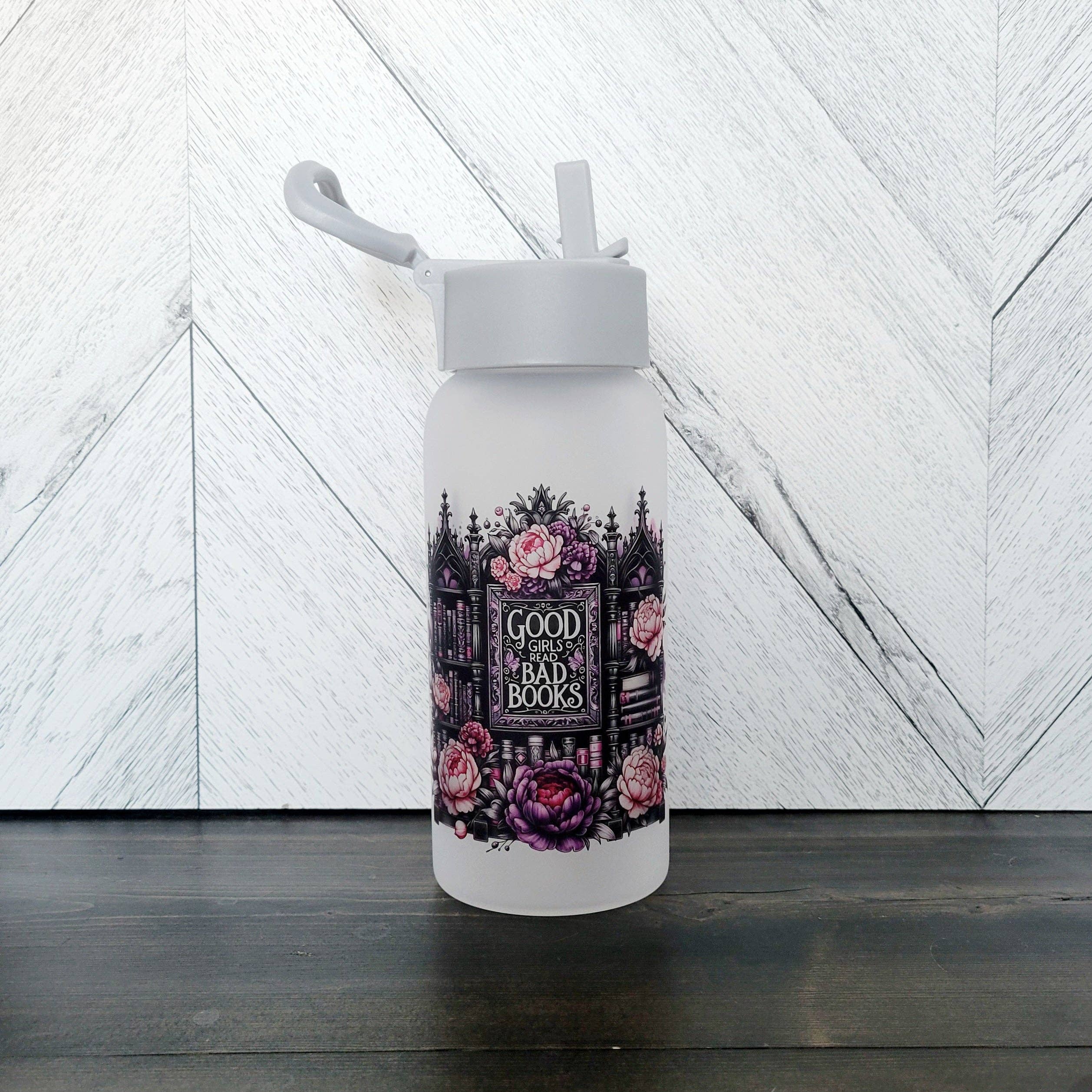 DIYxe - Wholesale Water Bottle - Good Girls Read Bad Books Frosted Glass Water Bottle0