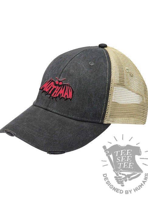 The Mothman Distressed Trucker Cap for wholesale by Idea Farm LLC