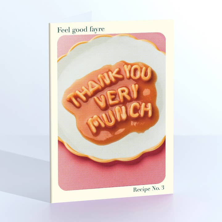 Thank You Very Munch Talking Spaghetti Greetings Card for wholesale by Ornament Art