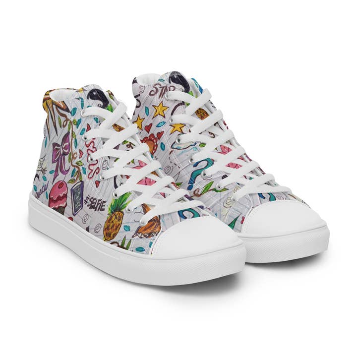 Notebook Doodle High Top Sneaker for wholesale by Off the Canvas Collection, LLC
