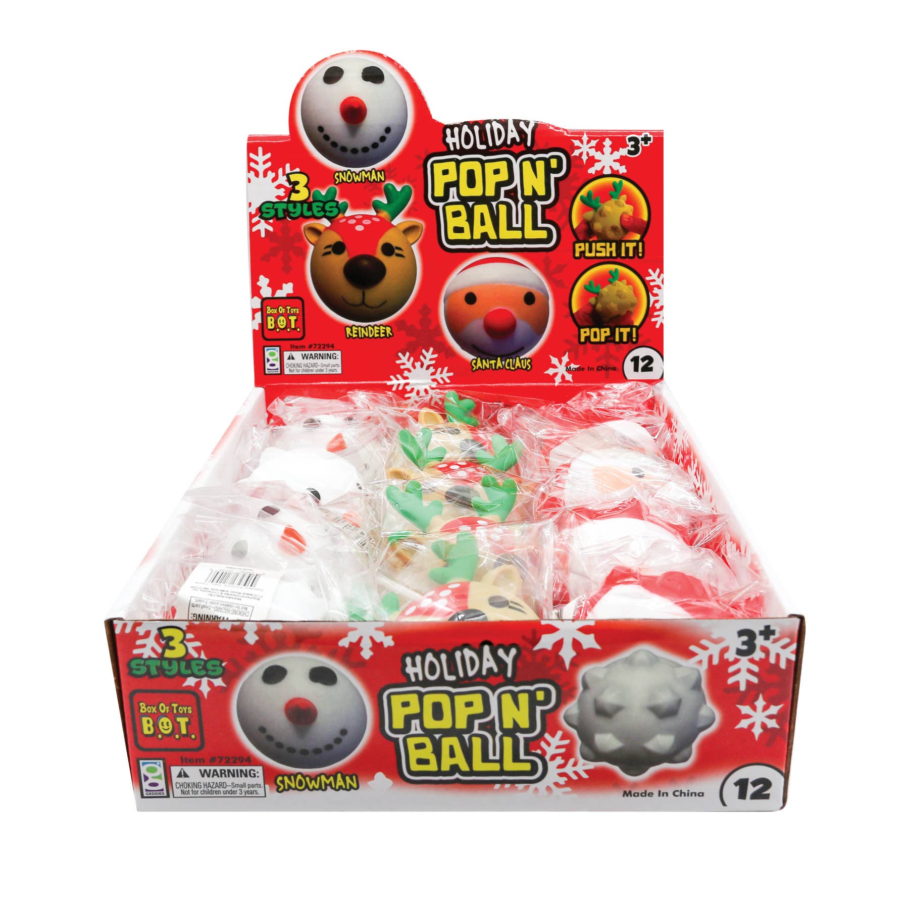 Geddes - Wholesale Sensory Ball - Baby - HOLIDAY POP N BALL  12/DSP1