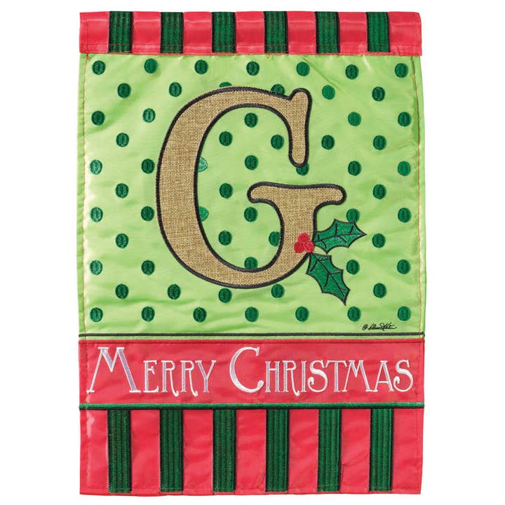 π² Flag Christmas Monogram-G Burlap 13x18 for wholesale by Dicksons