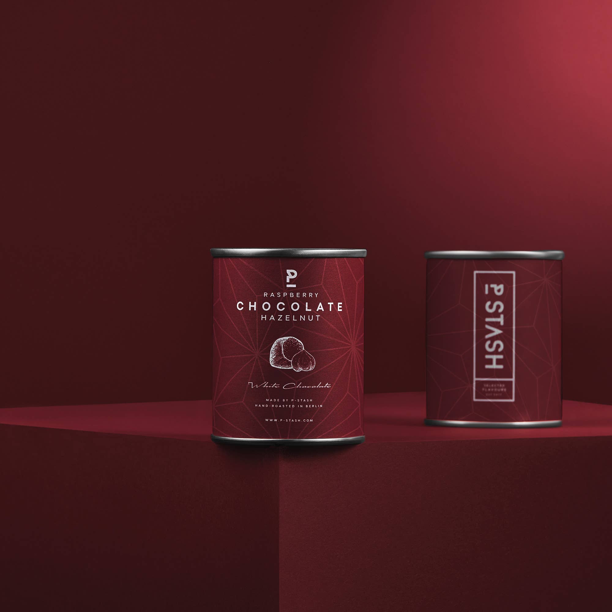 P-Stash – wholesale Chocolate-covered sweets – 12x Hazelnut - White chocolate with raspberries - Mini 60g1