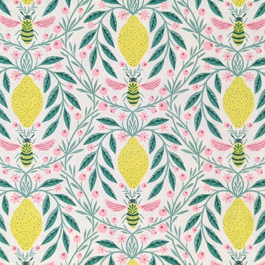 Bluebell and Lark – wholesale Disposable napkin – Bee And The Lemon Paper Napkins1