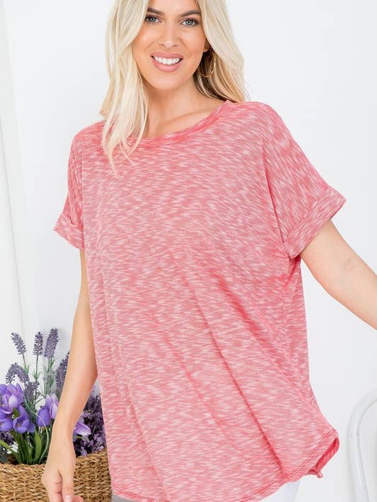 Haut à manches roulées en tissu rayonne Slubby pour la vente par Rose Mellow Fashion