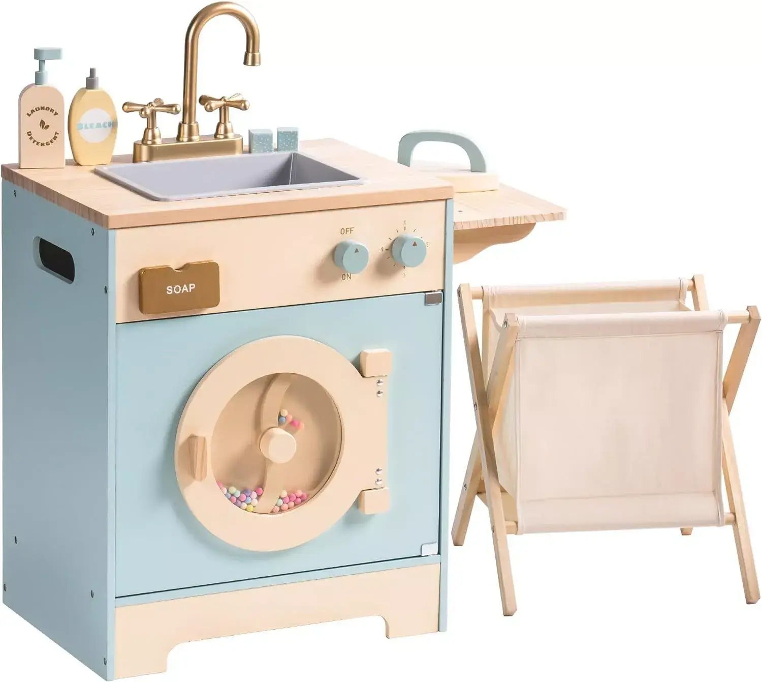 Robud & Mewoofun Official Store - Wholesale Toy Set - Kids - Robud Pretend Play Wooden Washing Machine Building Toys1