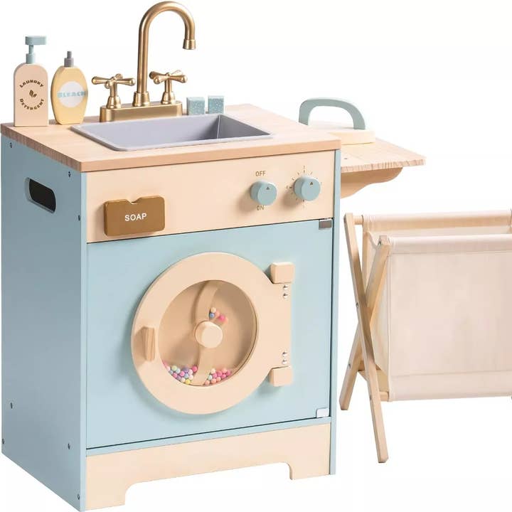 Robud & Mewoofun Official Store - Wholesale Toy Set - Kids - Robud Pretend Play Wooden Washing Machine Building Toys1