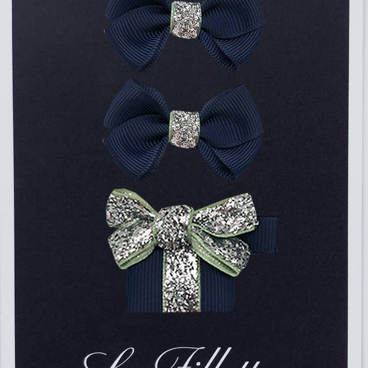 Estelle et cadeau clip set silver navy for wholesale by La Fillette Accessories