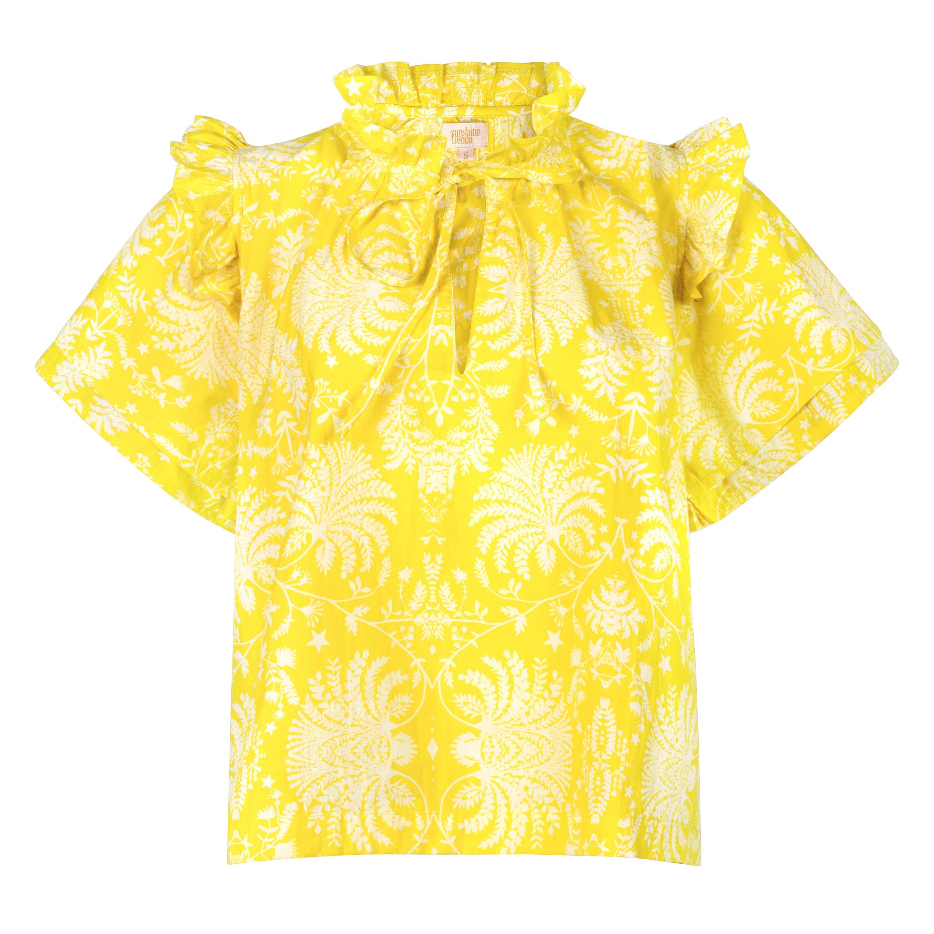 Sunshine Tienda - Wholesale Blouse - Women's - Citron Gilded Palm Gemma Top1