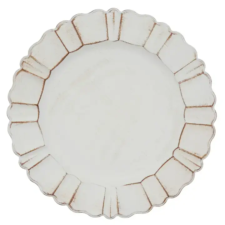 Fennco Styles - Wholesale Charger Plate - Ivory Scalloped Ruffled Rim 13" Charger Plate1
