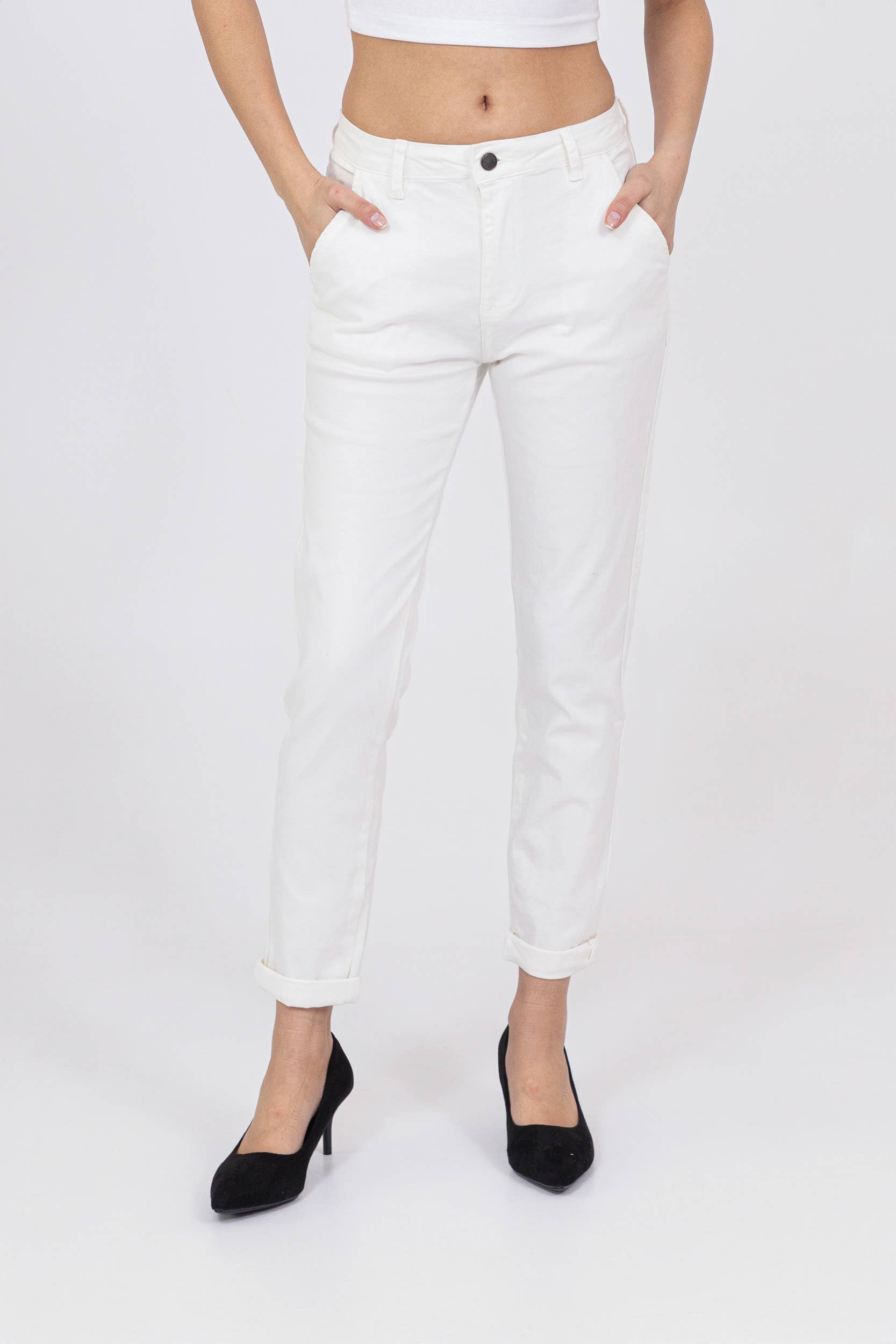 Nina Carter - Vente Pantalon – femme - Pantalon chino stretch taille haute confort Nina Carter J25045