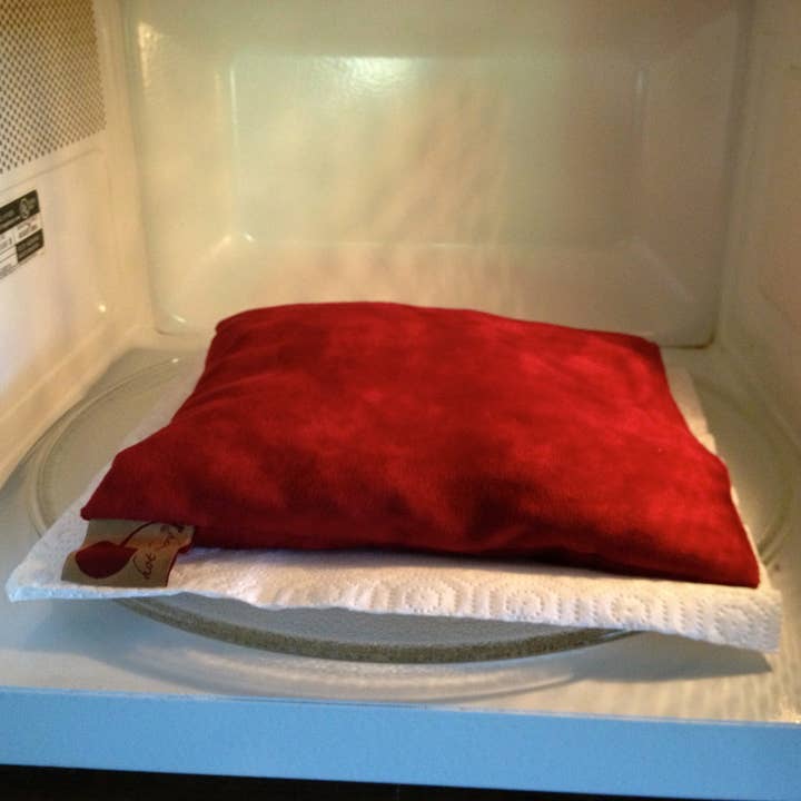 Hot Cherry Pillows - Wholesale Hot/Cold Compress - Hot Cherry Square Pillow in Plush Red Ultra-Suede2