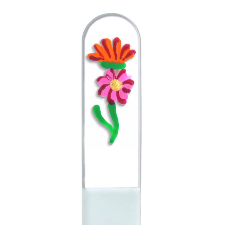 Classy Nail Files - Wholesale Nail File - Gerber Daisy Flower Hand Painted Czech Crystal Nail File