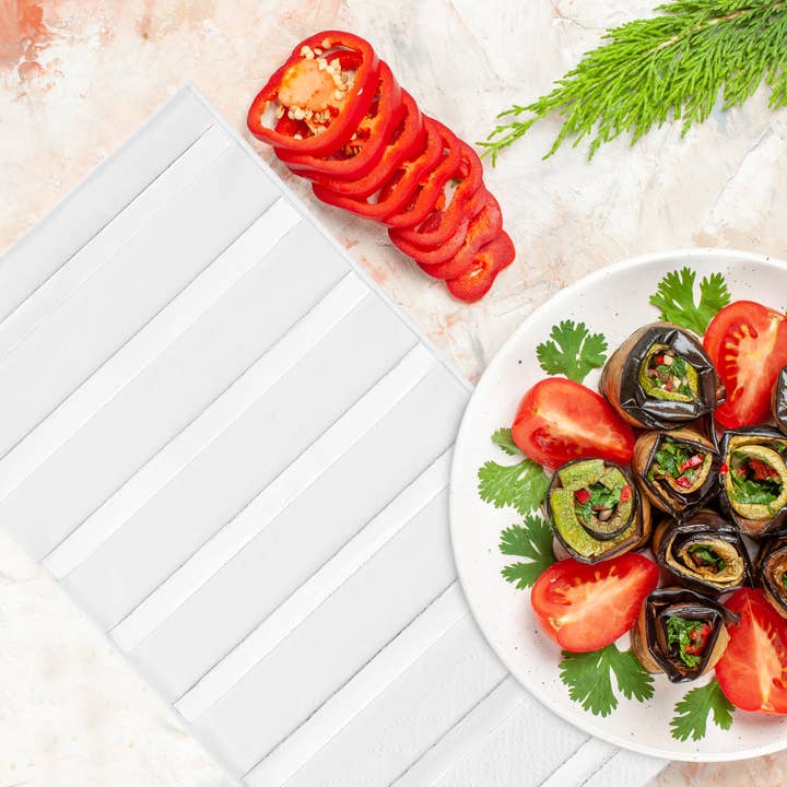 Smarty had a Party - Wholesale Disposable Napkin - White with Silver Stripes Paper Dinner Napkins - 600 pcs7