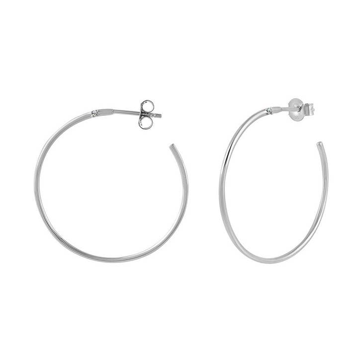 Ola Hoops Sterling Silver Diamond Dangle Earrings for wholesale by Pureshore Jewellery