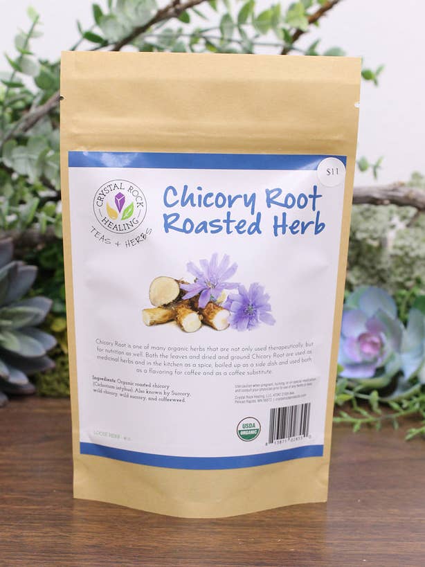 Herbe en vrac rôtie à la racine de chicorée 4 oz biologique pour la vente par Crystal Rock Healing, LLC